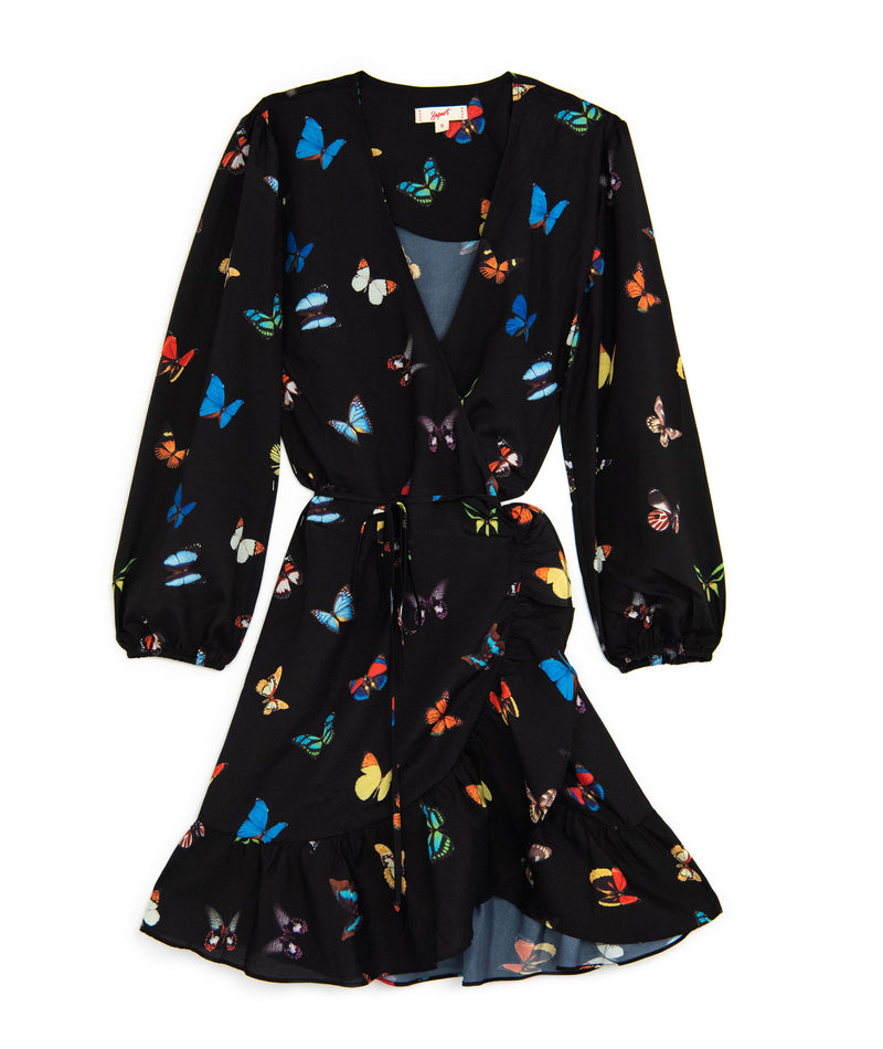 The Maya Long Sleeve Butterfly Wrap Dress