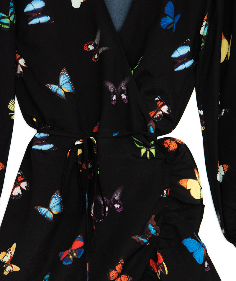 The Maya Long Sleeve Butterfly Wrap Dress