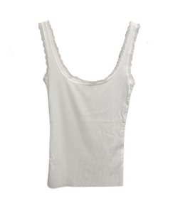 The Gabby Lace Trim White Tank